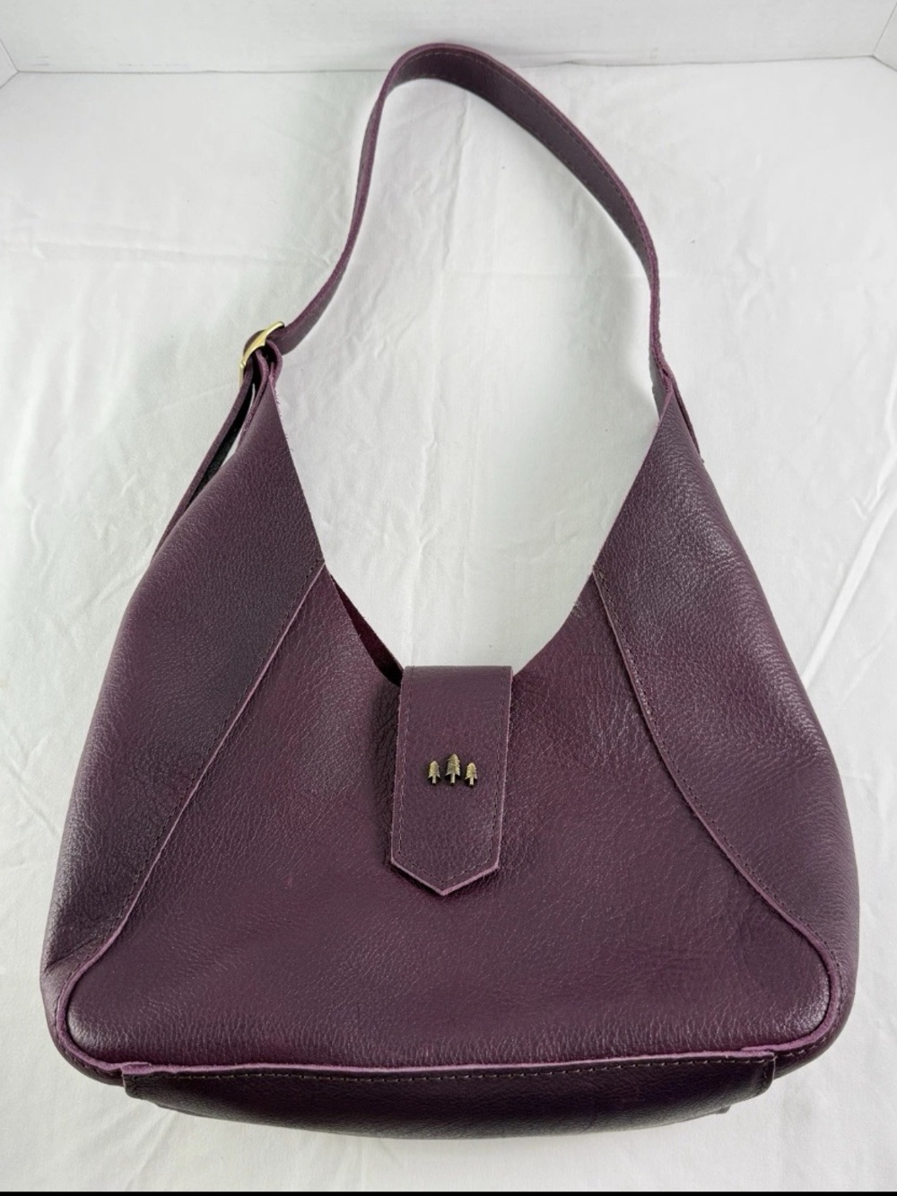 Portland Leather FLORA Retired Plum Purple Shoulder Bag Purse Immaculate Pebbled